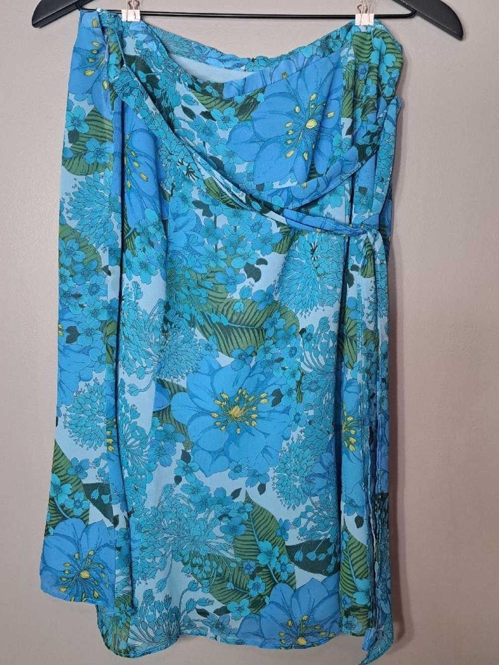 Norton McNaughton Blue Floral Skirt Set 90's Skirt And Blouse Flowy - Picture 6 of 7